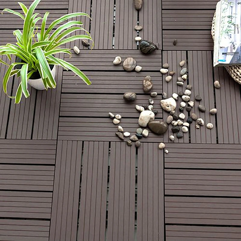 Wood Composite Interlocking Wood Grain Floor Tiles Plastic Wood Waterproof Pavement Floor Outdoor Patio Garden Terrace Tiles
