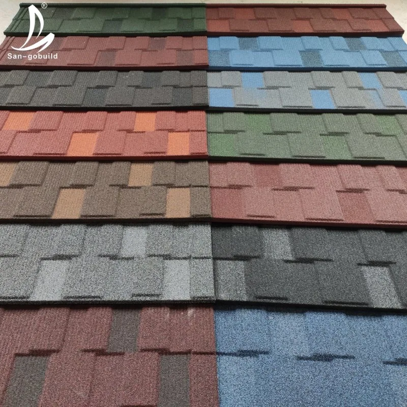 Roofing Materials Made in China Heat Resistant Top Construction Using Roof Tile Stone Coated Metal Roof Tiles