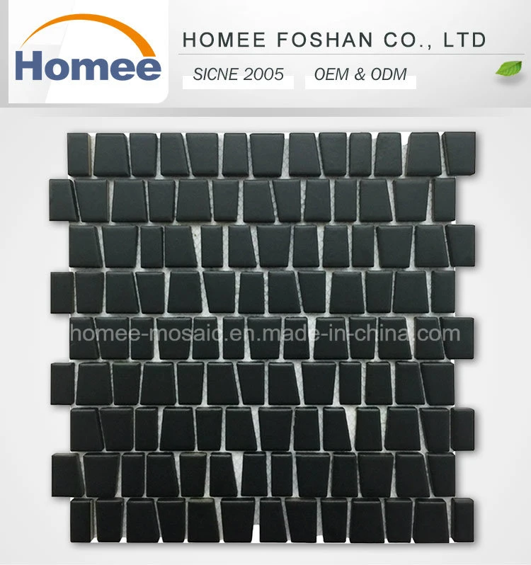 Trendy Low Price Hot Selling Black Mosaic Irregular Shape Porcelain Mosaic Tile