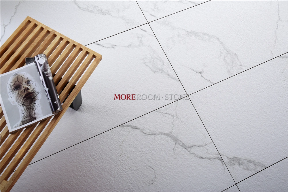 Small MOQ Foshan Hot Sale Glazed 3D Rock Surface Calacatta Staturio White Marble Porcelain Flooring and Wall Tiles in Stock