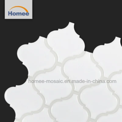 Со скидкой глянцевая поверхность Porcelaine Белые плитки Arabesque в форме фонаря Мозаика Плитка