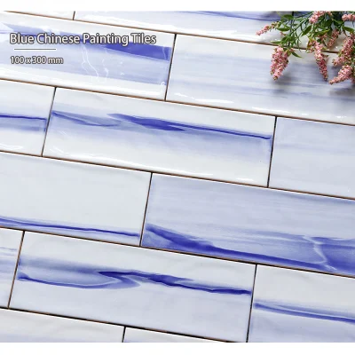 4*12" шинообразный дизайн, 10 X 30 см, глазированный керамический синий Глянцевые плитки