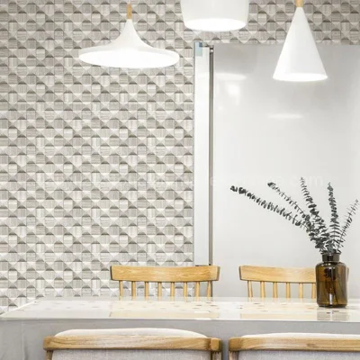 Китайского белого дерева и серого мрамора мозаики на стене и полу плитка