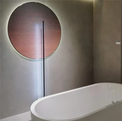 Дизайн интерьера фон стены светло-серым мрамором большого формата непрерывной схеме стены плитки пола