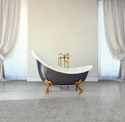 Оформление номера высокое качество Китайский дизайн Серый стеклянный фарфоровый пол Стены полированный дом Интерьер мрамор вид плитки 600X600