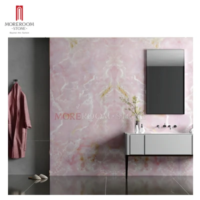 В ванной комнате есть душ Стена декоративные полированным Роуз розовый кварц Оникс фарфоровые стены и пол выложен плиткой