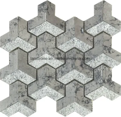3D модель Chevron темно-серого мрамора мозаика плитка для стены Deisgn