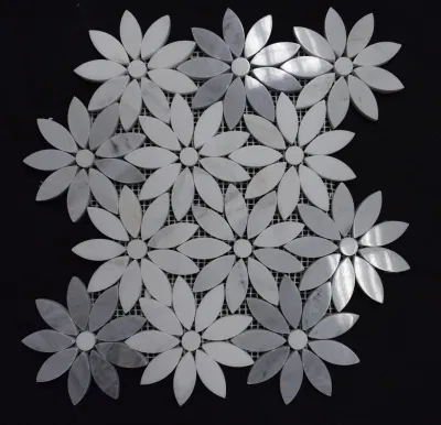 Китайский дешевые модели Water-Jet белого или серого цвета мраморным цветочными орнаментами мозаики плитки для внутренней настенные украшения