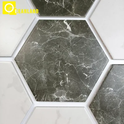 Фашанский черный и белый фарфоровый настенный пол мраморная плитка шестигранный