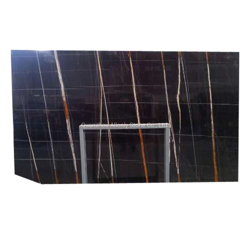 Nero Laurent Black Gold Marble Moulding Bathroom Wall Stone Tile