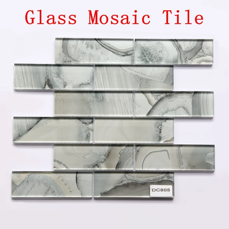 Crystal Glass Diamond Mosaic Resin Conch Tile Rose Gold Wave Backsplash Brown and Beige Tiles--Glass Tiles