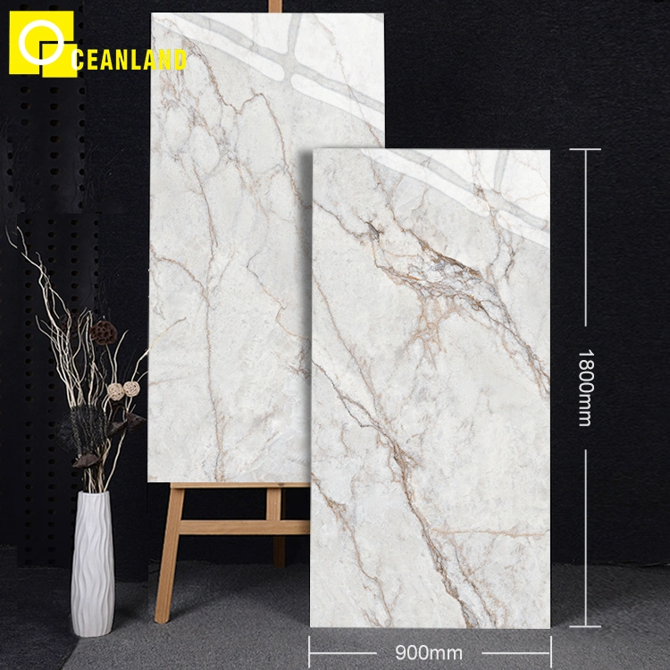 Natural Marble Glossy Glazed Ceramic Sintered Stone Tiles Porcelanato 900X1800mm