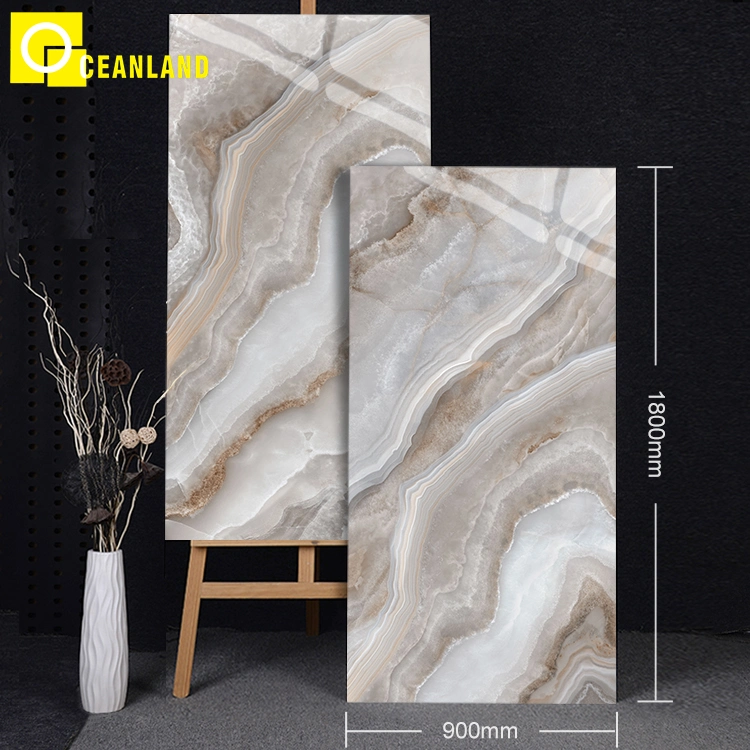 Natural Marble Glossy Glazed Ceramic Sintered Stone Tiles Porcelanato 900X1800mm