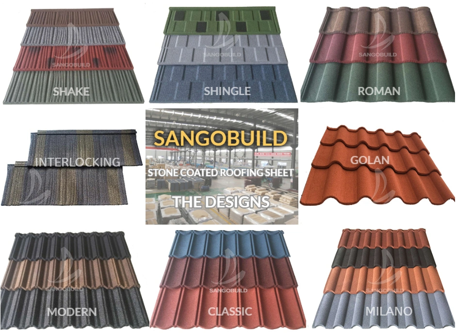 Roofing Materials Made in China Heat Resistant Top Construction Using Roof Tile Stone Coated Metal Roof Tiles