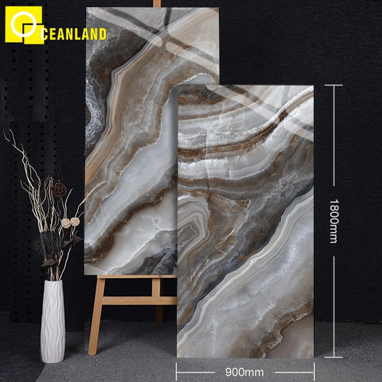 Natural Marble Glossy Glazed Ceramic Sintered Stone Tiles Porcelanato 900X1800mm