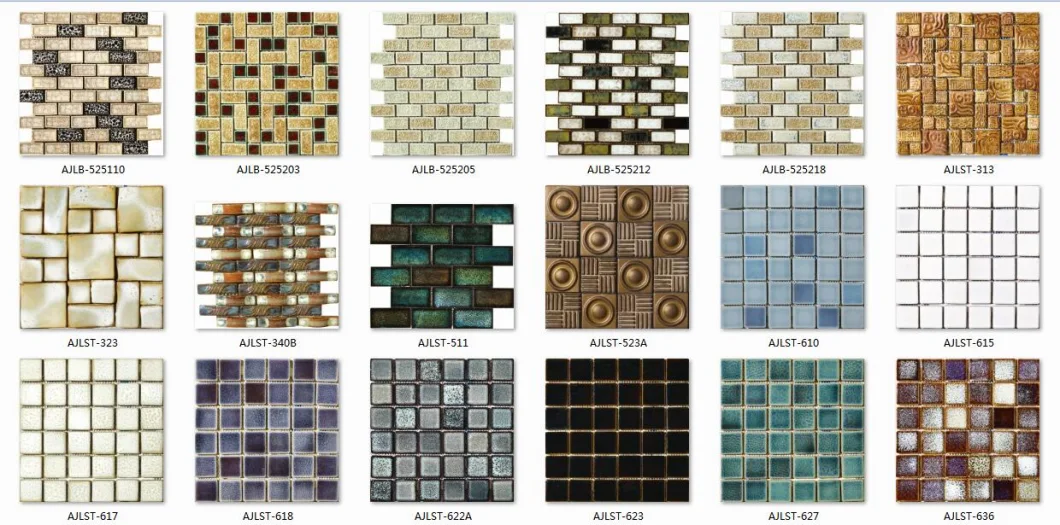 Hot Sell Bathroom Mosaic Ceramic Stone Look Interior Decorations Glass Mosaic Tile on Sale Stainless Walll and Floor Mosaic Porcelain Building Material Floor