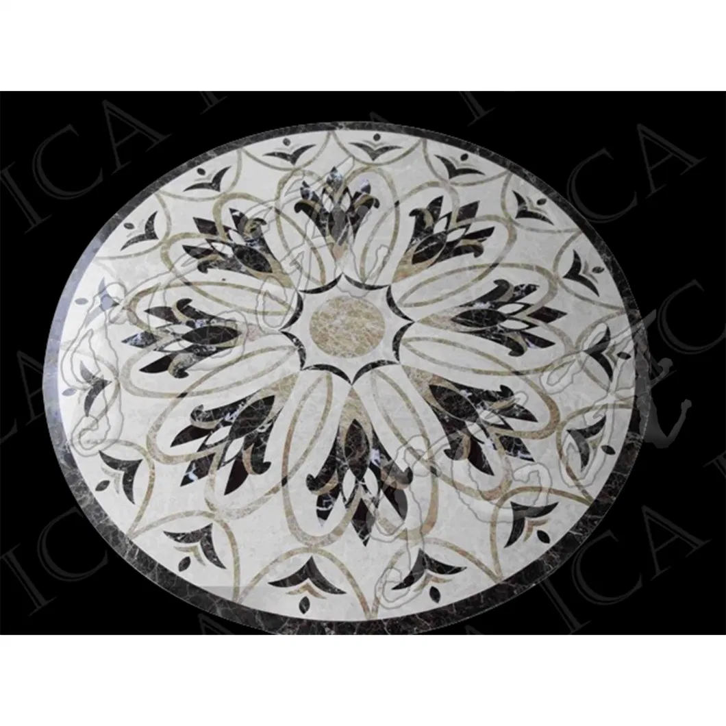 Indoor Decoration Vintage Pattern Luxury Classical Design Style Round Marble Mosaic Tile Floor Tile