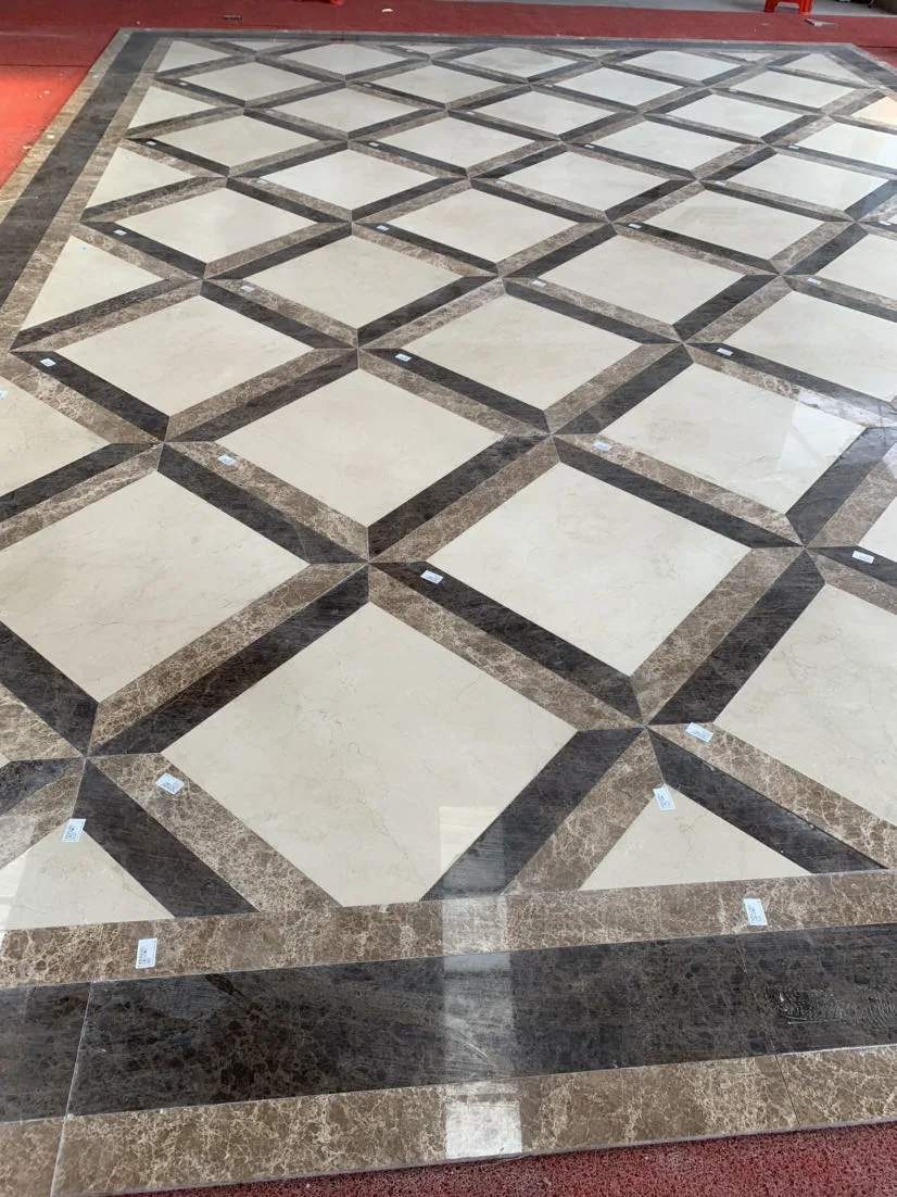 3D Colors Water-Jet Cutting Marble Pattern Tile for Hotel and Villa Lobby