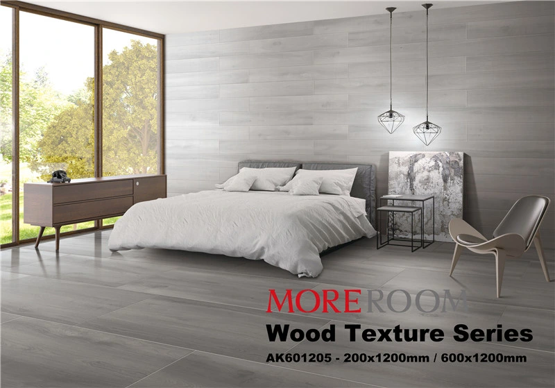 Anti Slip Gray Timber Wood Look Porcelain Tiles Floor