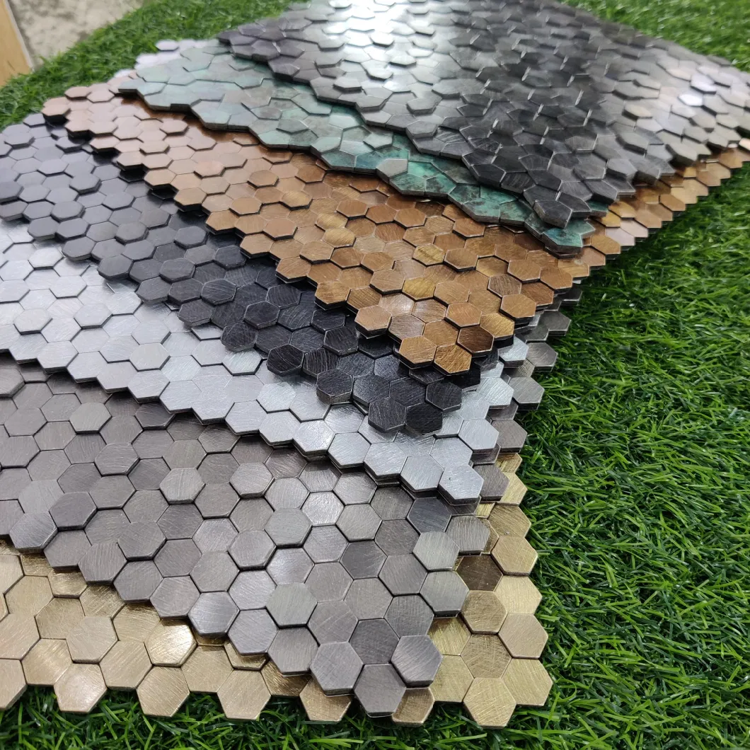 Self-Adhesive Hexagonal Aluminum Plastic Wall Deco Mosaic Tile