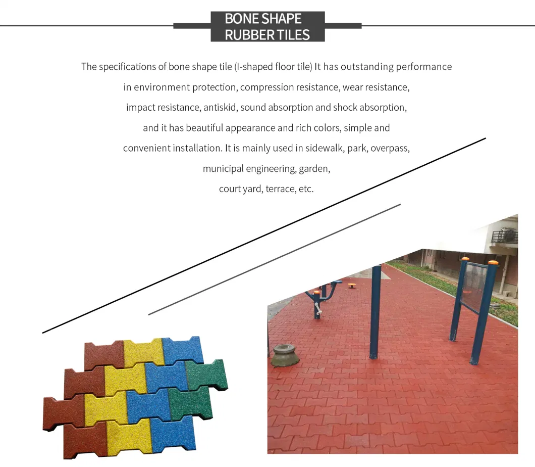 Factory Customized Anti-Slip Interlocking Outdoor Bone Rubber Flooring Tiles Pavers for Walkway/Park /Yard Floor/Garden/Playground