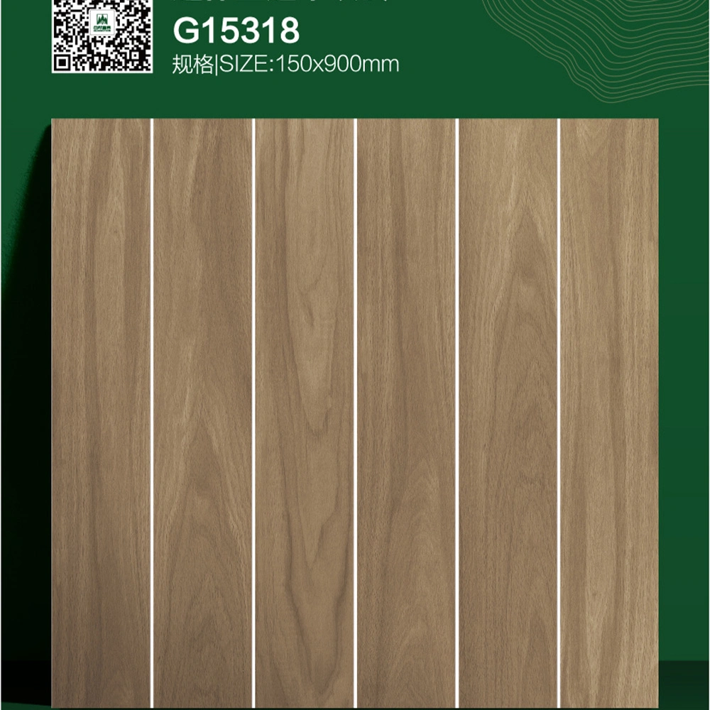 Matt Gray Bedroom Floor Ceramic Glazed Tiles Wood Grain Tiles