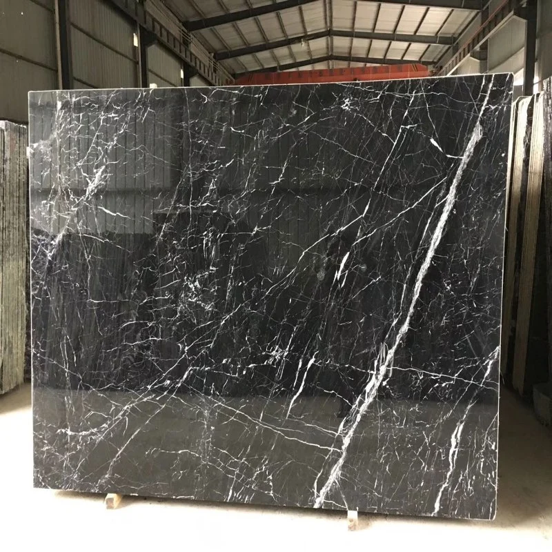 Chinese Cheap Nero Margiua Black Natural Stone Slab Marble Tiles