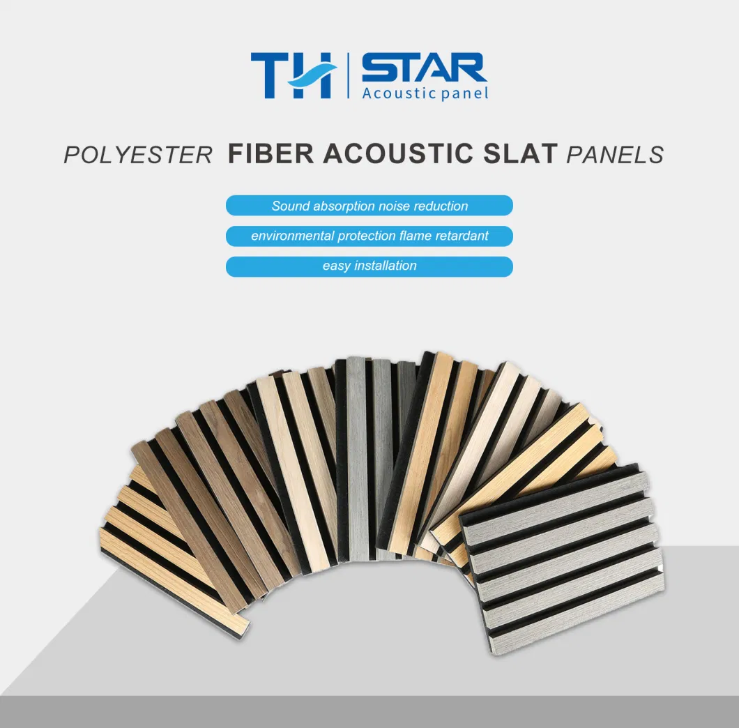 House Wall Tile Soundproof Grooved Acoustic Panel Polyester Fiberboard Sound-Absorbing Lightweight MDF/Compact Panel