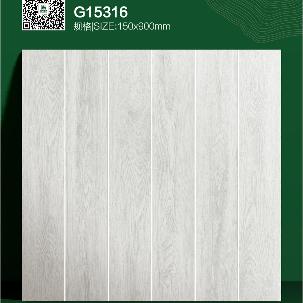 Matt Gray Bedroom Floor Ceramic Glazed Tiles Wood Grain Tiles