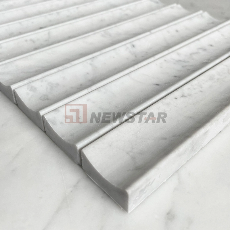 Custom Wall Applications Curve Fluted Marble Tiles Wall Panel 3D Natural Stone Flute Marble Tiles