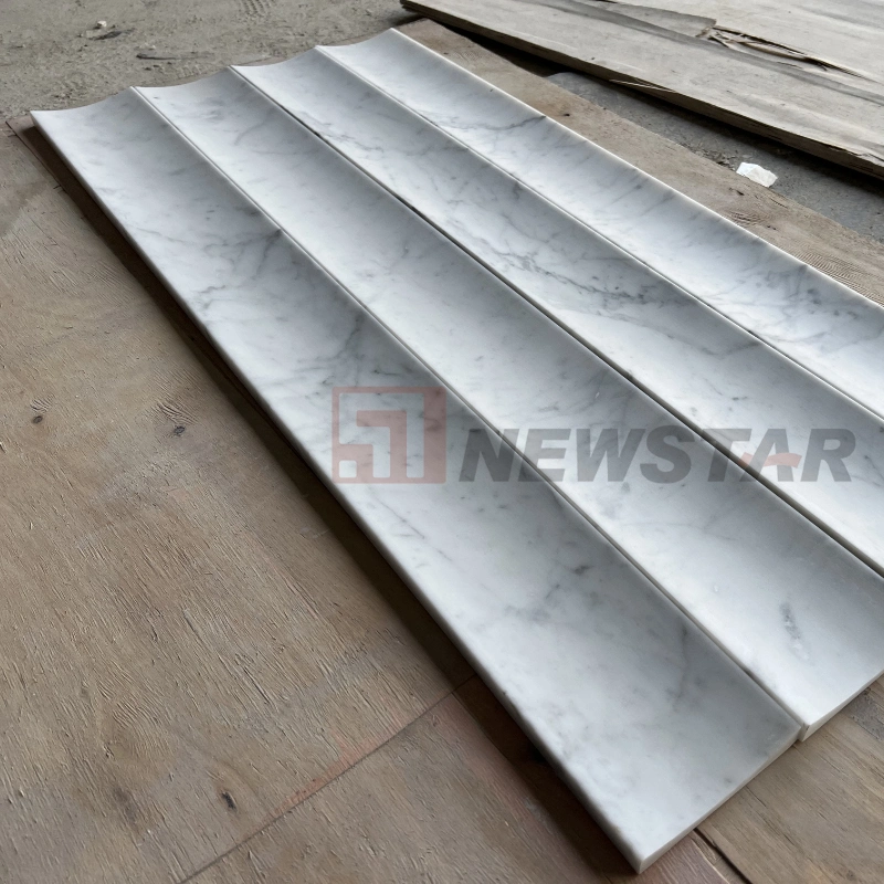 Custom Wall Applications Curve Fluted Marble Tiles Wall Panel 3D Natural Stone Flute Marble Tiles