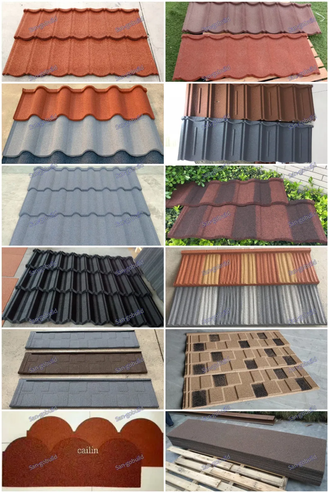 Weather Resistant Wholesale Construction Materials Long Lifespan Stone Coated Roofing Tiles