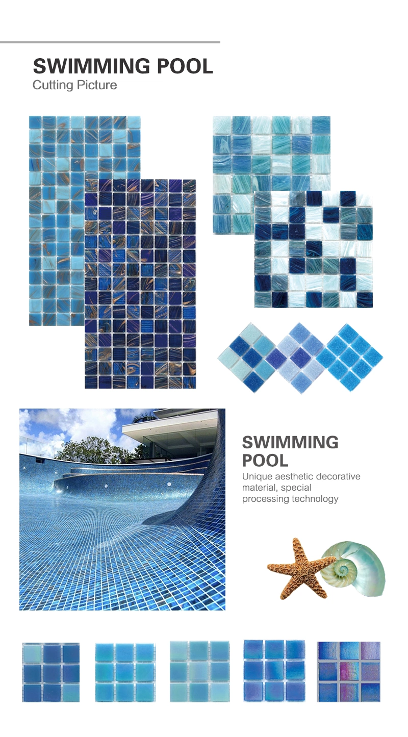 Navy Blue Iridescent Swimming Pool Tile Home Design Interior Glass Mosaics for Hotel Crystal Glass Mosaic Ceramic Mosaic Tiles