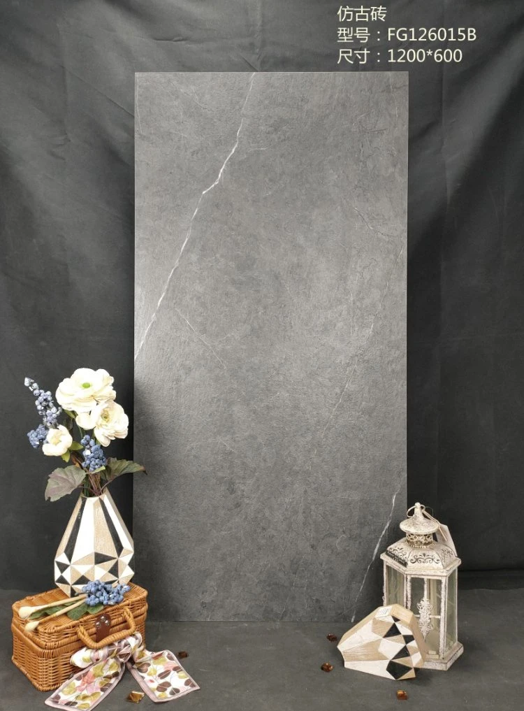 Matt Finish 600X1200mm Anti Slip Dark Gray Colour Porcelain Rustic Floor Ceramic Cement Tiles