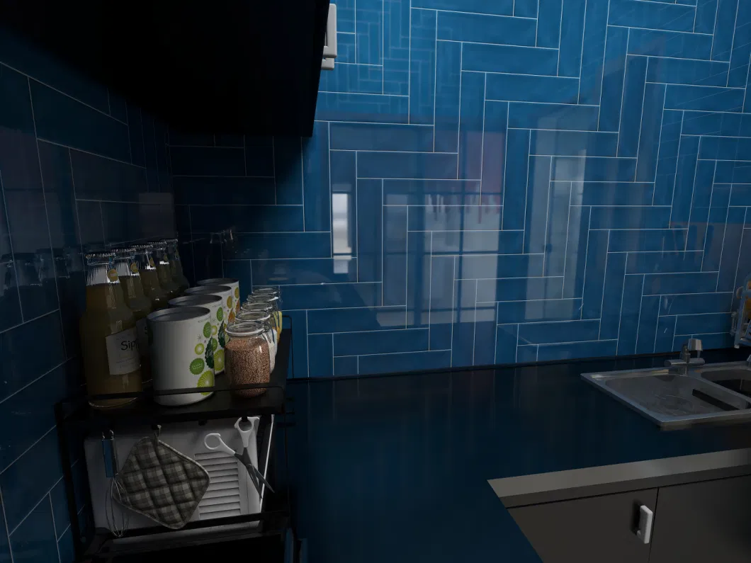 3*12inch Dark Blue Glossy Finished Bathroom/Kitchen Wall Tiles Backsplash