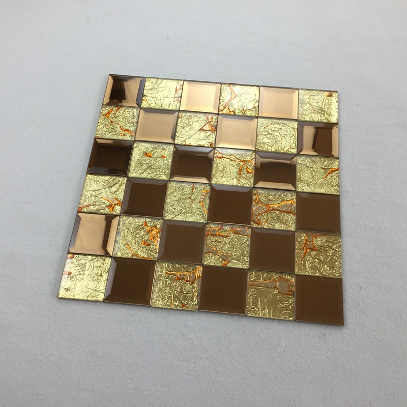 Bathroom Kitchen Decoration ceramic Mosaic Glossy Wall Decorative Luxury Decoration Golden Gold Mosaic Tile