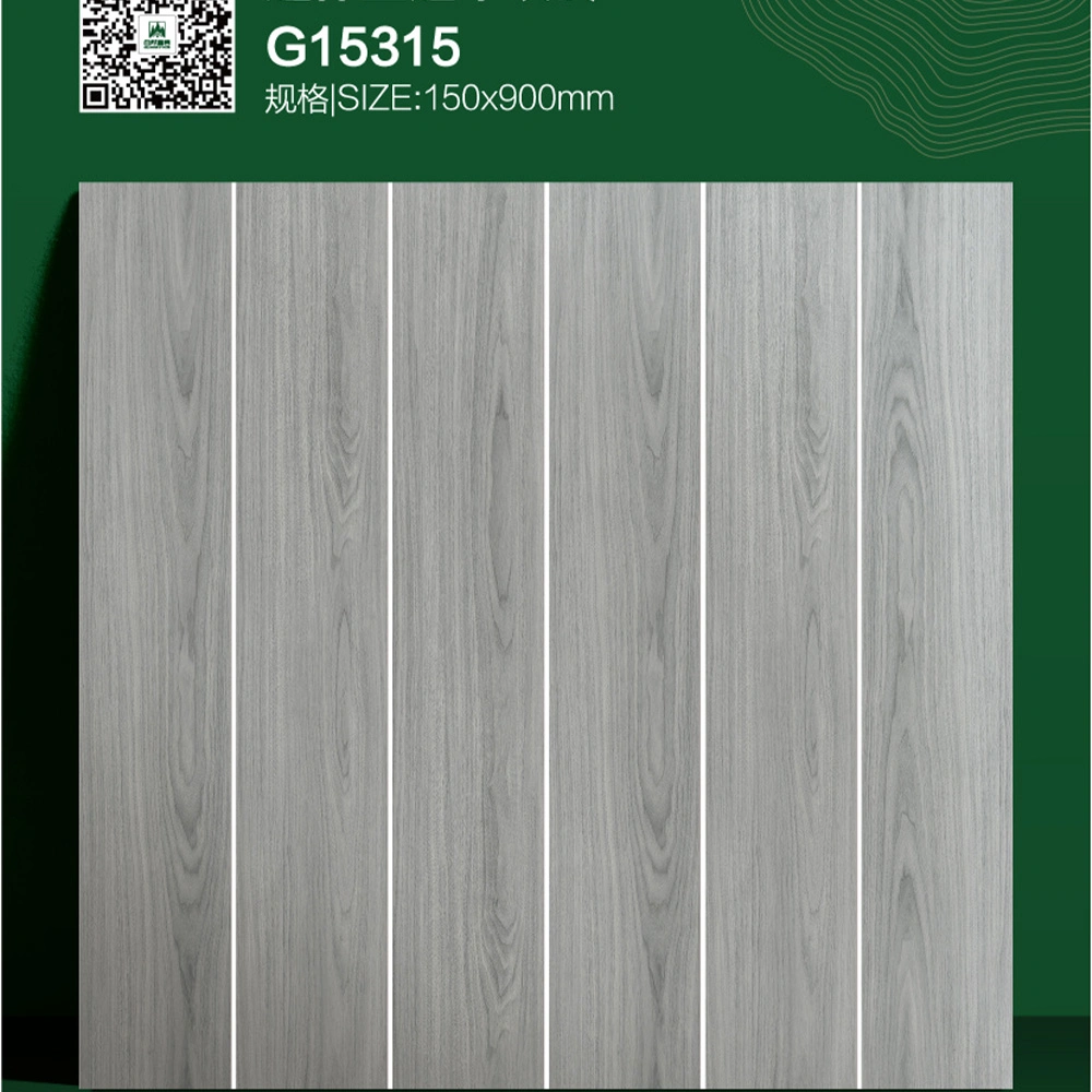 Matt Gray Bedroom Floor Ceramic Glazed Tiles Wood Grain Tiles