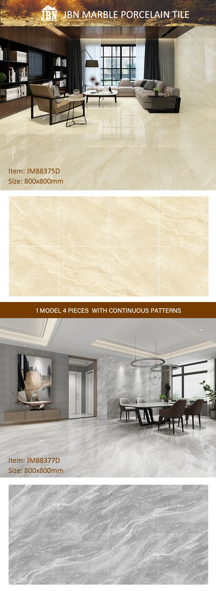 Hot Sale Made in China 800X800 Full Body Thick New Design Texture Finished Porcelain Floor Slab Tile