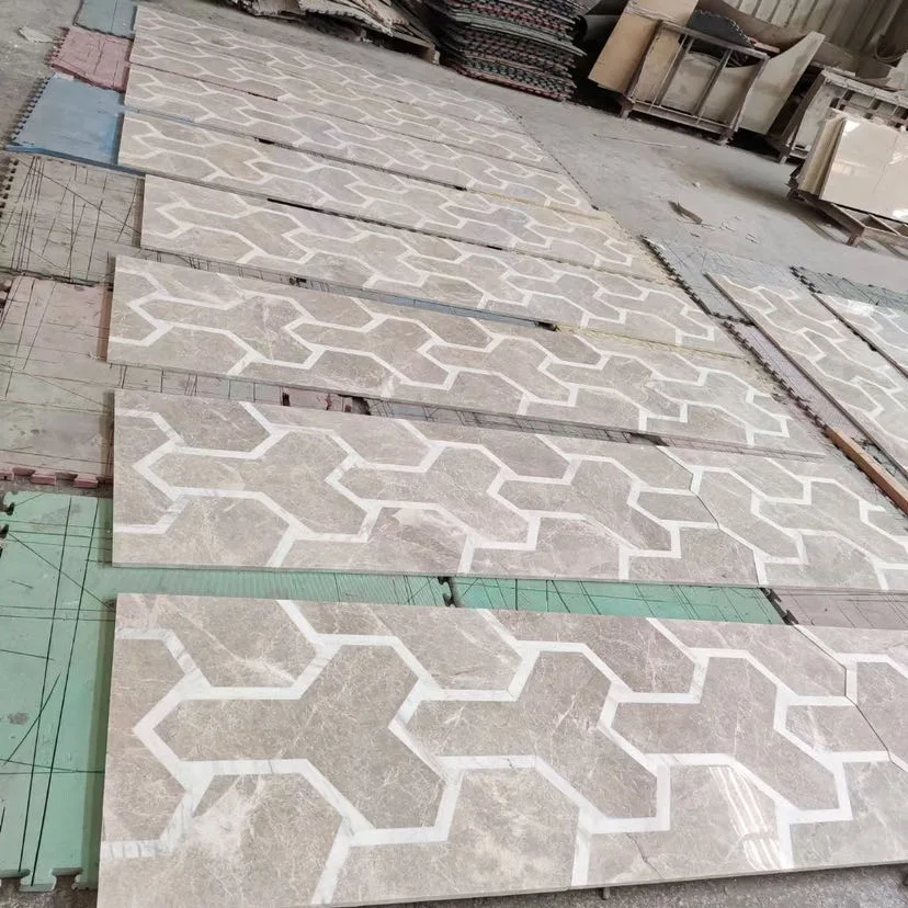 3D Colors Water-Jet Cutting Marble Pattern Tile for Hotel and Villa Lobby