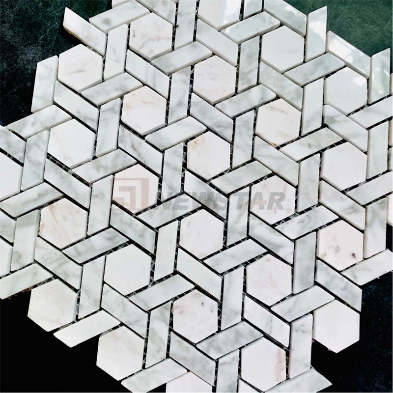 Natural Stone Mosaic Tile Hexagonal Marble Bathroom Kitchen Floor Tile Wall Tile Marble Tile