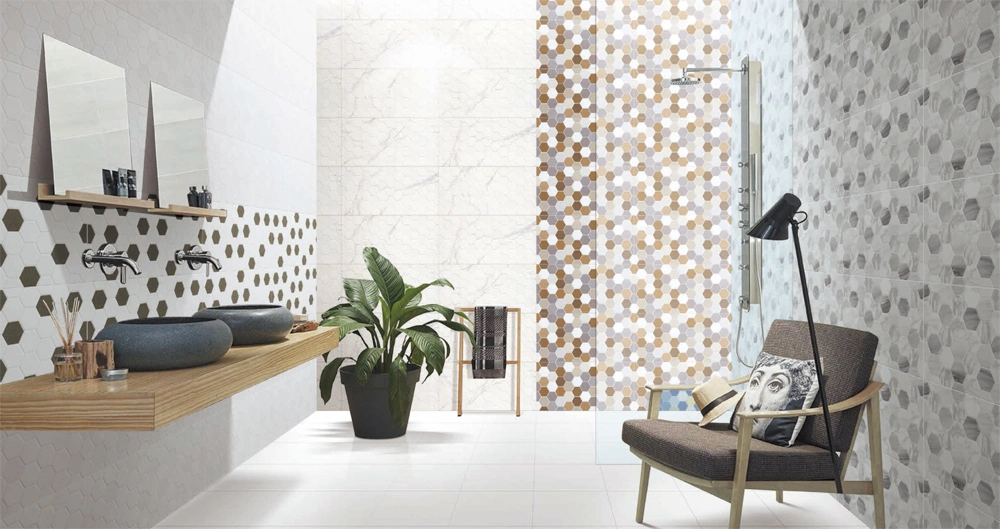 New Design Interior Wall Tile 300X600 White Hexagon Look Bathroom Tile