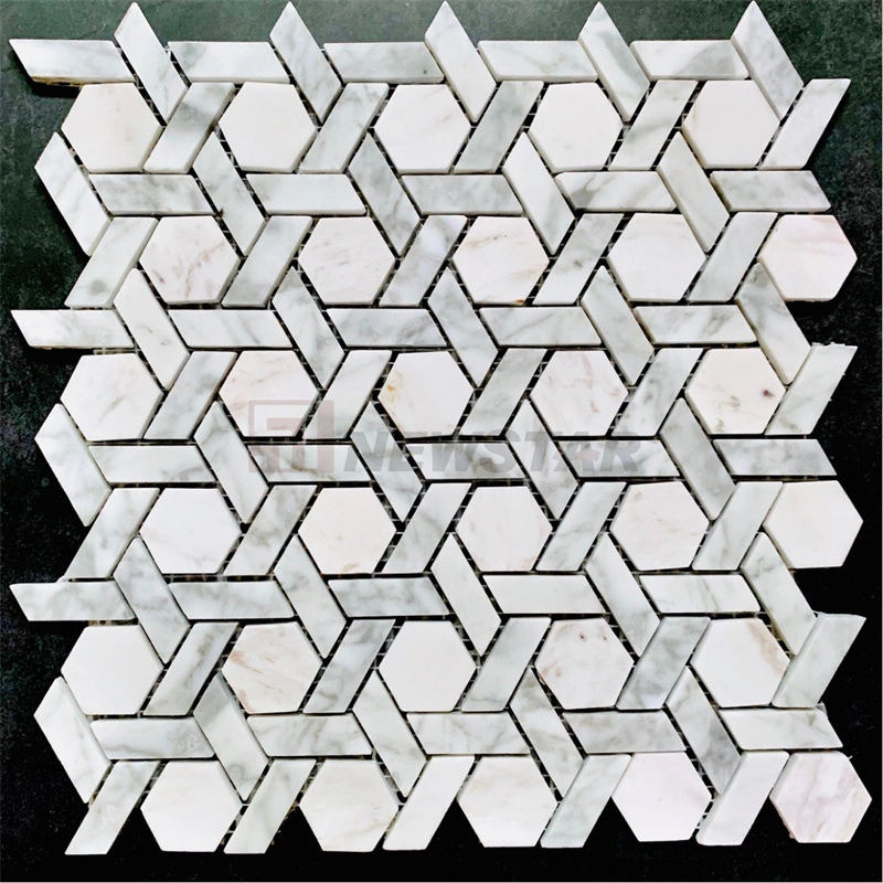 Natural Stone Mosaic Tile Hexagonal Marble Bathroom Kitchen Floor Tile Wall Tile Marble Tile