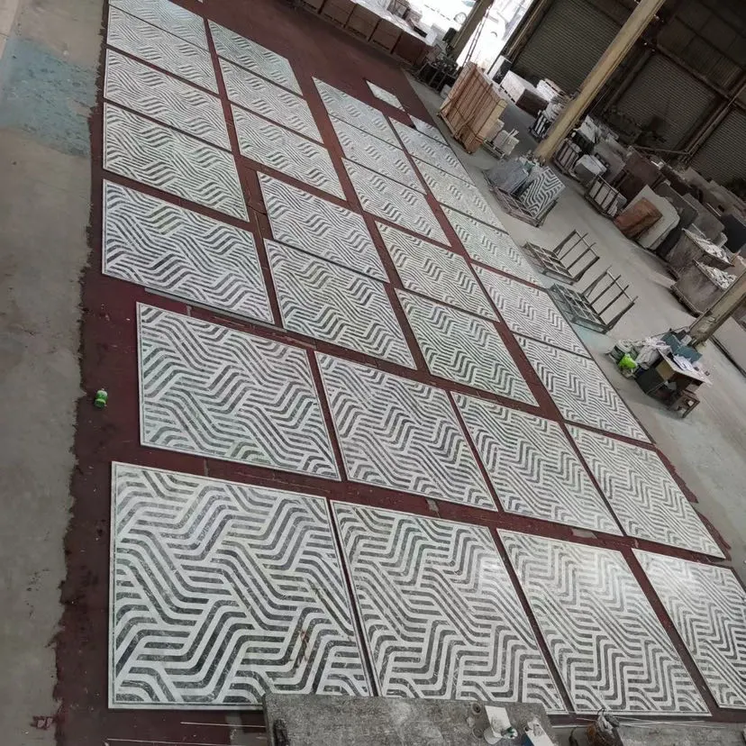 3D Colors Water-Jet Cutting Marble Pattern Tile for Hotel and Villa Lobby