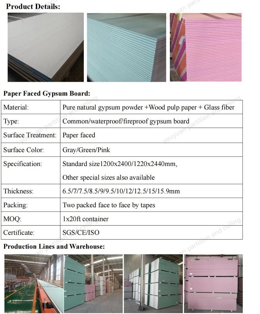 Drywall Partition Wall Board Waterproof Ceiling Board Ceiling Panel Ceiling Tiles