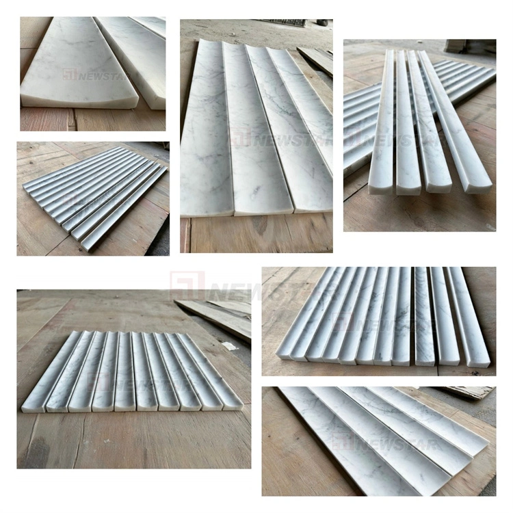 Newstar Natural Marble Kitchen Tiles 3D Wall White Fluted Marble Tiles