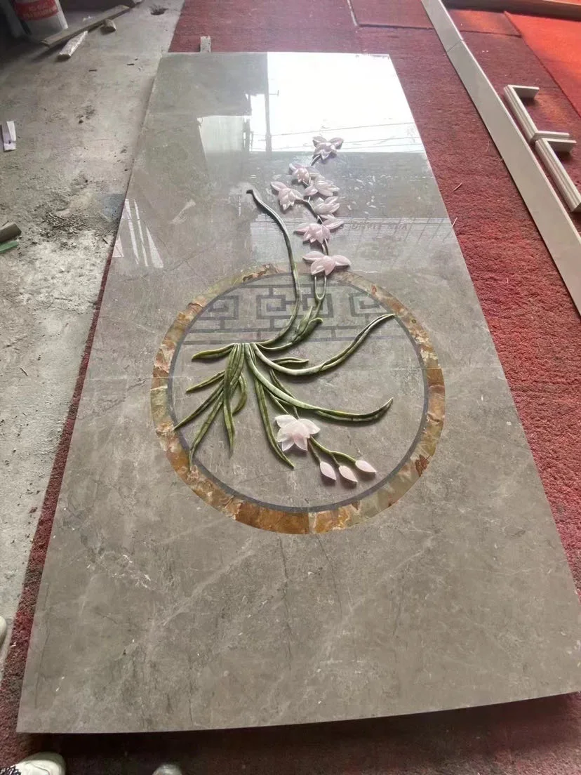 3D Colors Water-Jet Cutting Marble Pattern Tile for Hotel and Villa Lobby