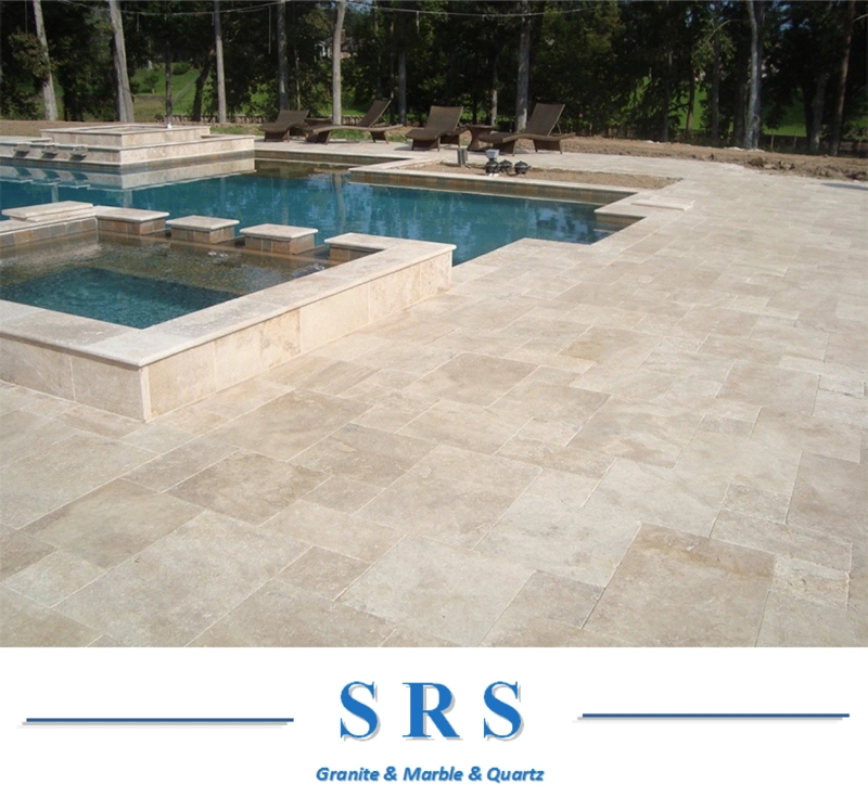 Natural Honed French Cut Beige Travertine Tiles for Kitchen/Bathroom/Livingroom/Swimming Pool/ Floor