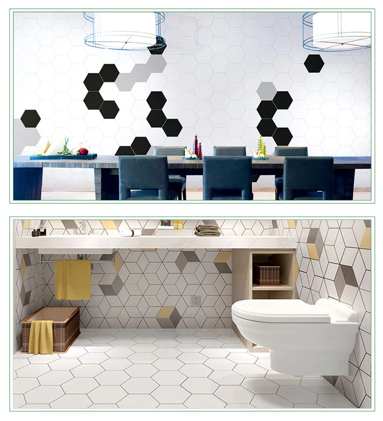Colorful Glaze Kitchen Bathroom Anti-Slip Matte Ceramic Hexagon Floor Tiles