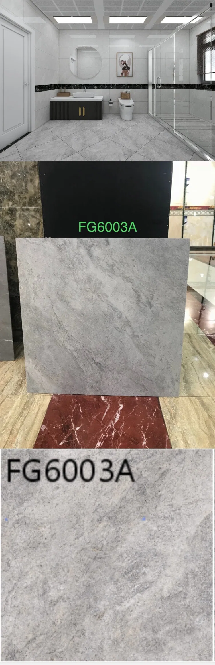 Marble Designs Concrete Cement Gray Porcelain Rustic Tiles Matt Finish Anti-Slip Effect Floor Ceramic Tiles 600*600