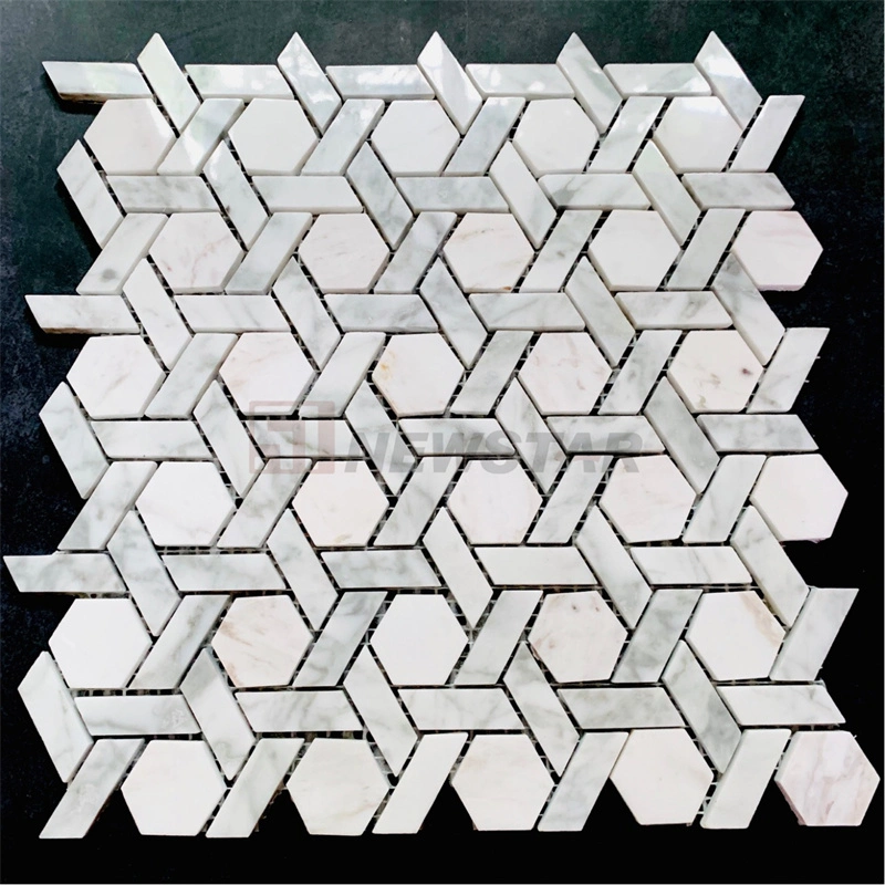 Natural Stone Mosaic Tile Hexagonal Marble Bathroom Kitchen Floor Tile Wall Tile Marble Tile